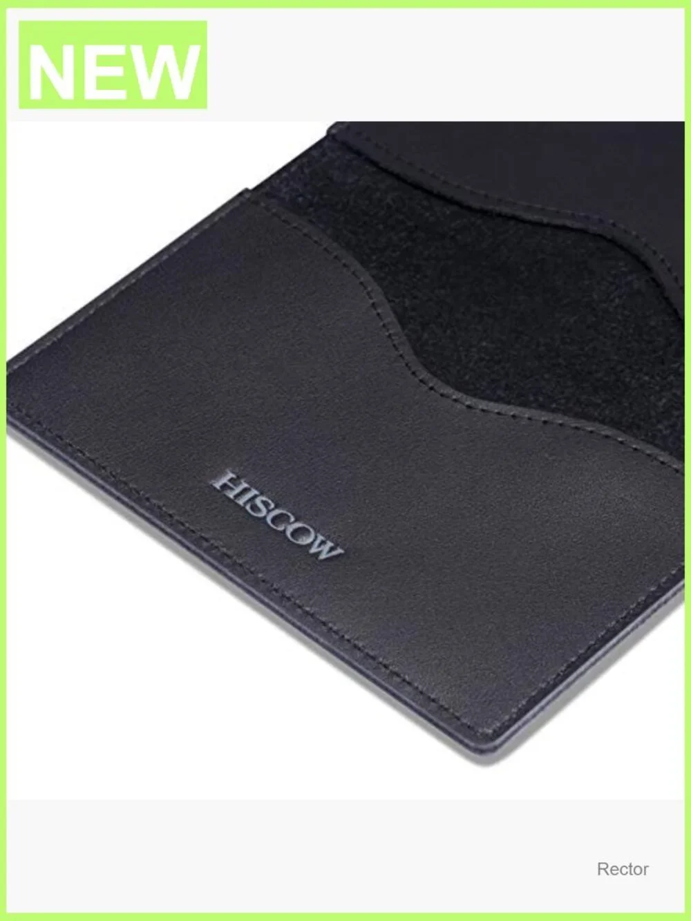 Slim Full Grain Leather Business Card Holder, Black Minimalist Bifold Front